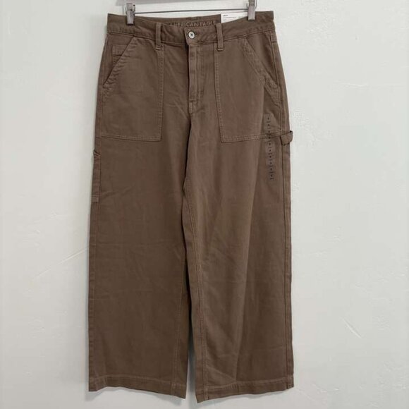 NWT American Eagle Super High-Rise Baggy Wide Leg Brown Jeans size 8 petite - Picture 1 of 8
